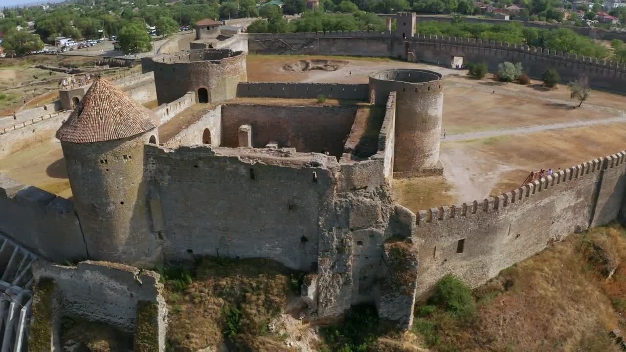 Download Stock Video Aerial View Of An Old Ruined Castle Live Wallpaper for PC