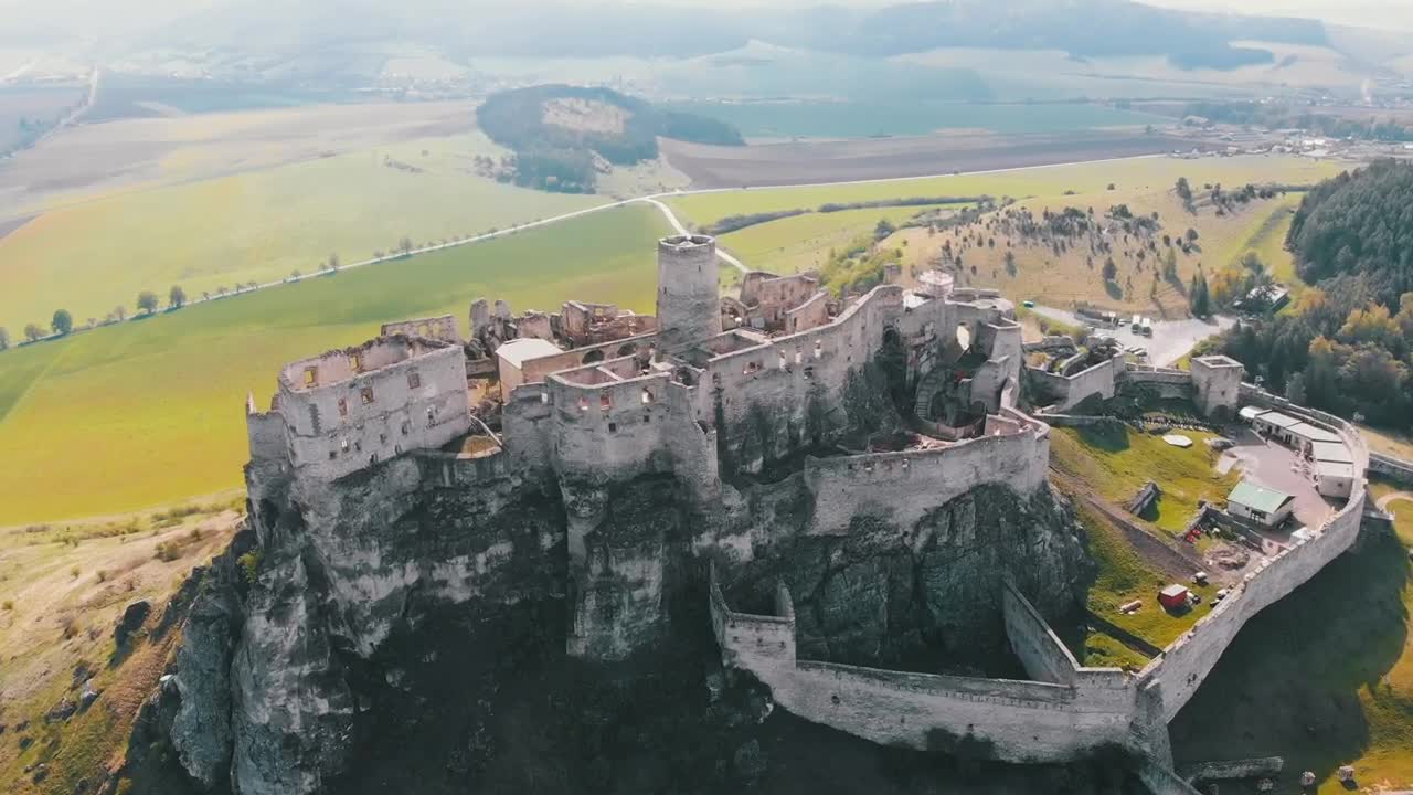 Download Stock Video Aerial View Of An Old Castle On Top Of A Live Wallpaper for PC
