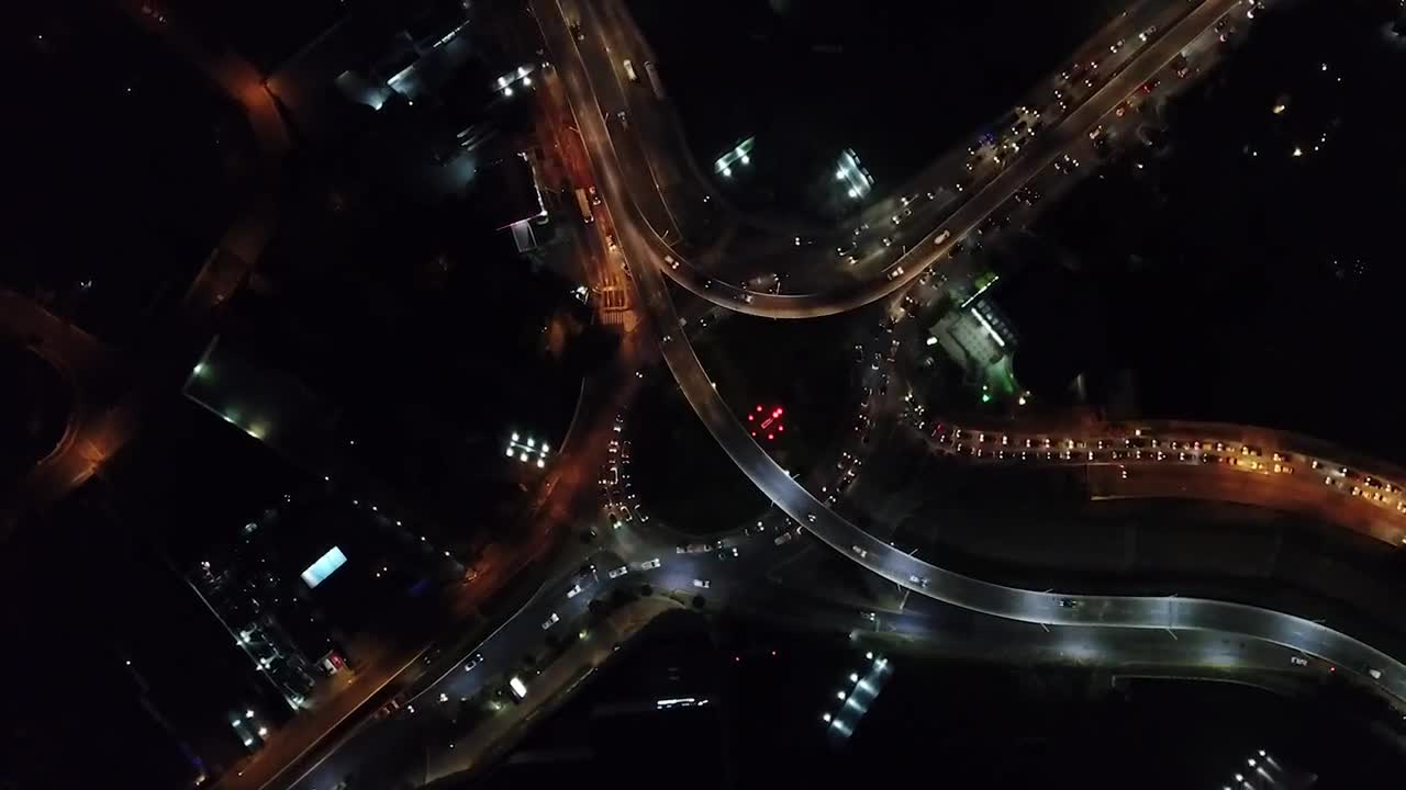 Download Stock Video Aerial View Of City Traffic At Night Live Wallpaper for PC