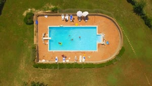 Stock Video Aerial View Of Swimming Pool In Large Garden Live Wallpaper for PC