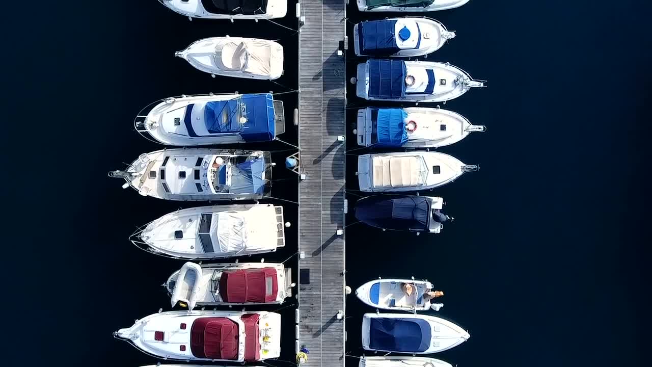 Download Stock Video Aerial View Of The Marina With Boats Live Wallpaper for PC