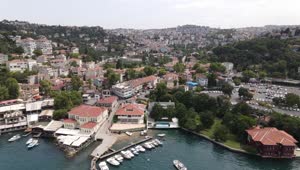 Stock Video Aerial View Of The Shore Of Istanbul City Live Wallpaper for PC