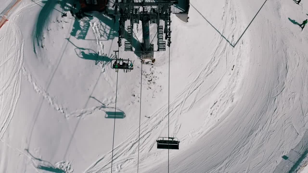 Download Stock Video Aerial View Of The Ski Lift Mechanism Working Live Wallpaper for PC