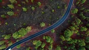 Stock Video Aerial View Of Traffic In A Road Through The Woods Live Wallpaper for PC