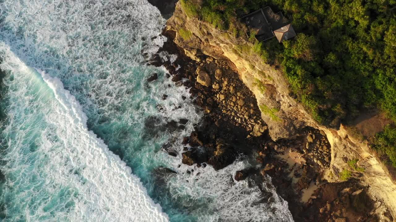 Download Stock Video Aerial View Of Waves Breaking On Cliffs Live Wallpaper for PC