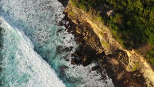 Stock Video Aerial View Of Waves Breaking On Cliffs Live Wallpaper for PC