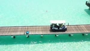 Stock Video Beach Golf Cart On A Wooden Pier Live Wallpaper For PC
