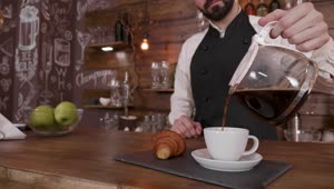 Stock Video Barista Pouring Coffee In Hip Cafe Cinemagaph Live Wallpaper For PC