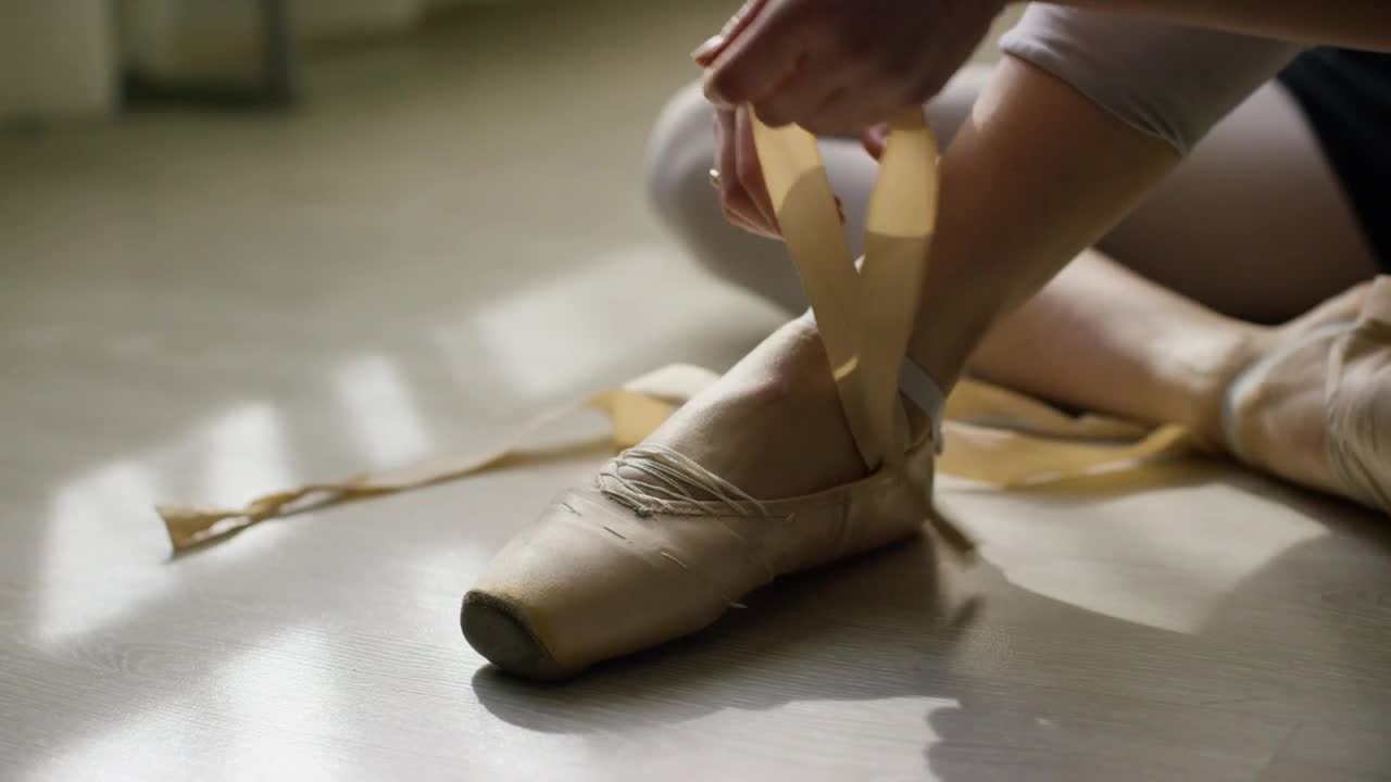 Download Stock Video Ballerina Preparing Their Shoes Live Wallpaper For PC
