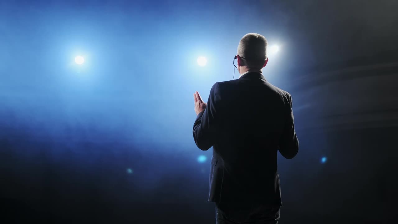 Download Stock Video Back View Of A Presented On Stage Live Wallpaper For PC