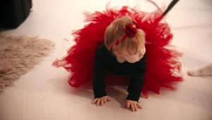 Stock Video Baby Girl With A Red Tutu During A Photoshoot Live Wallpaper For PC