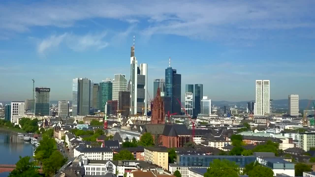 Download Stock Video Awesome Frankfurt Skyline Seen From The Sky Live Wallpaper For PC