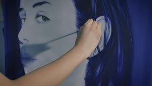 Stock Video Artist Working On A Very Large Portrait  Smal Live Wallpaper For PC
