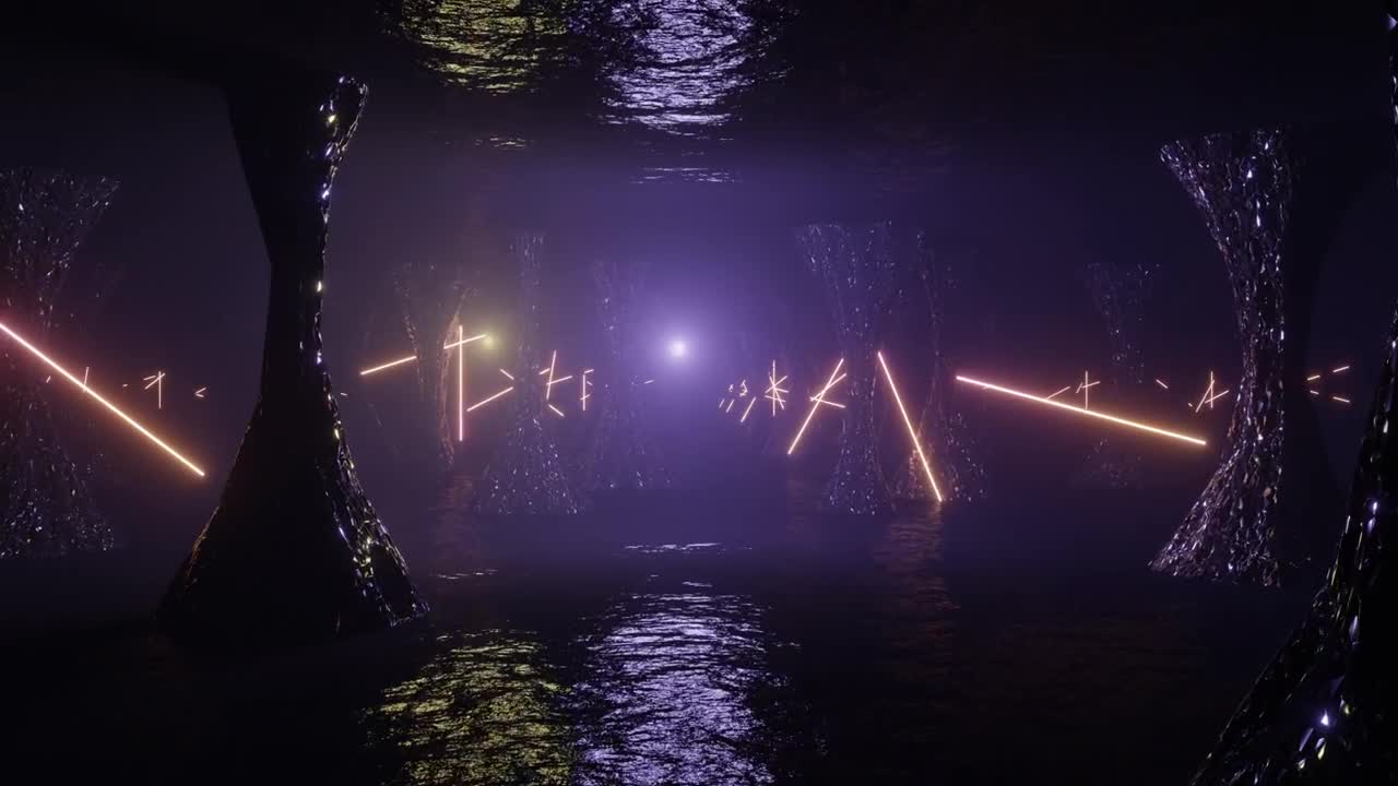 Download Stock Video Arriving At An Alien Cave With Purple Led Lights Live Wallpaper For PC