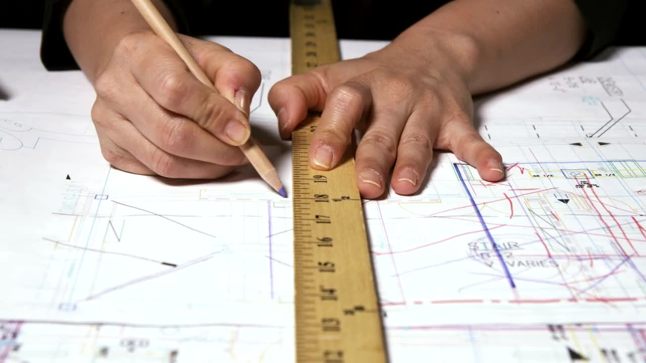Download Stock Video Architect Drawing With A Ruler Live Wallpaper For PC