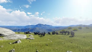 Stock Video Animals Grazing On The Hills During The Day Live Wallpaper For PC