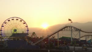 Stock Video Amusement Park In The Beach At Sunset Live Wallpaper For PC