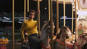 Stock Video A Young Woman Riding A Horse At A Carrousel Live Wallpaper For PC