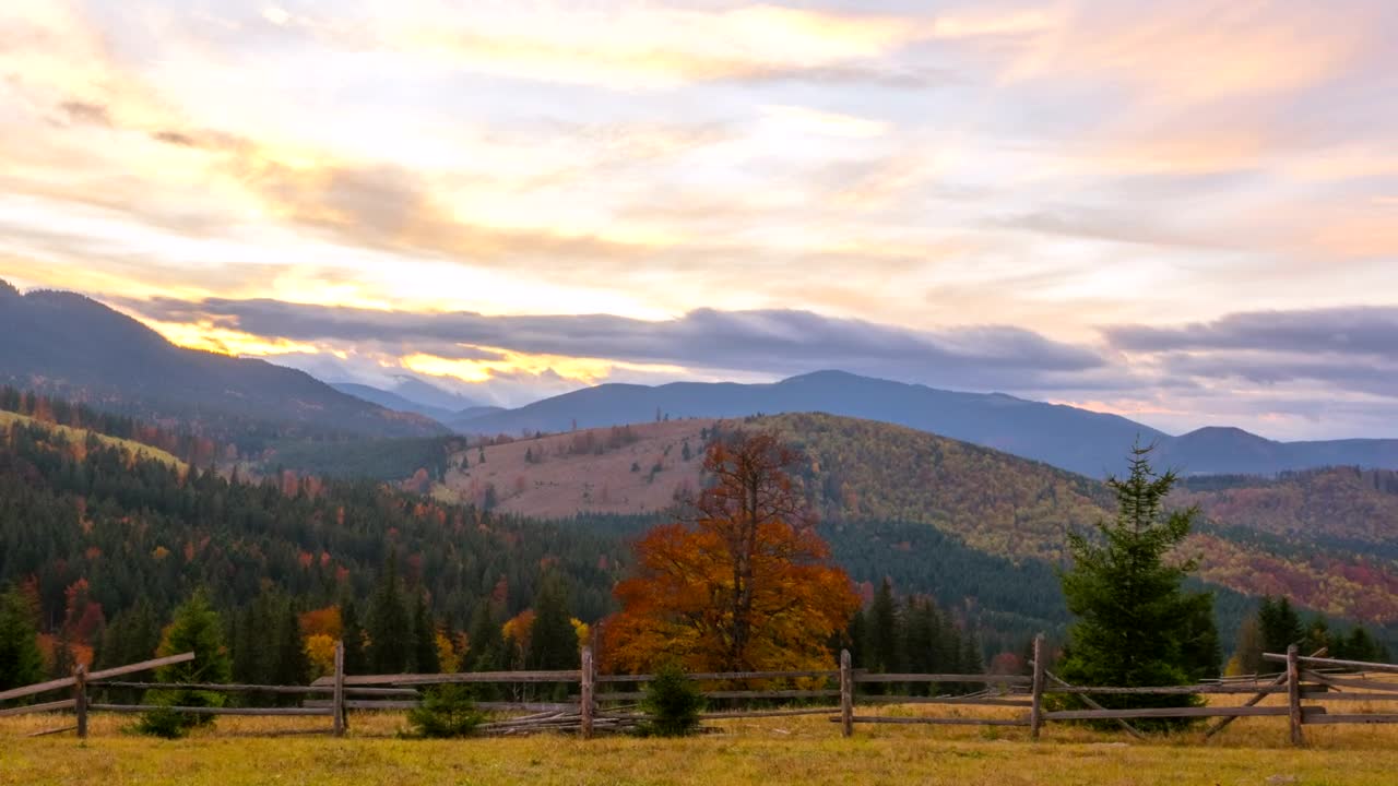 Download Stock Video A Wooden Fence In The Sunset Mountain Live Wallpaper For PC