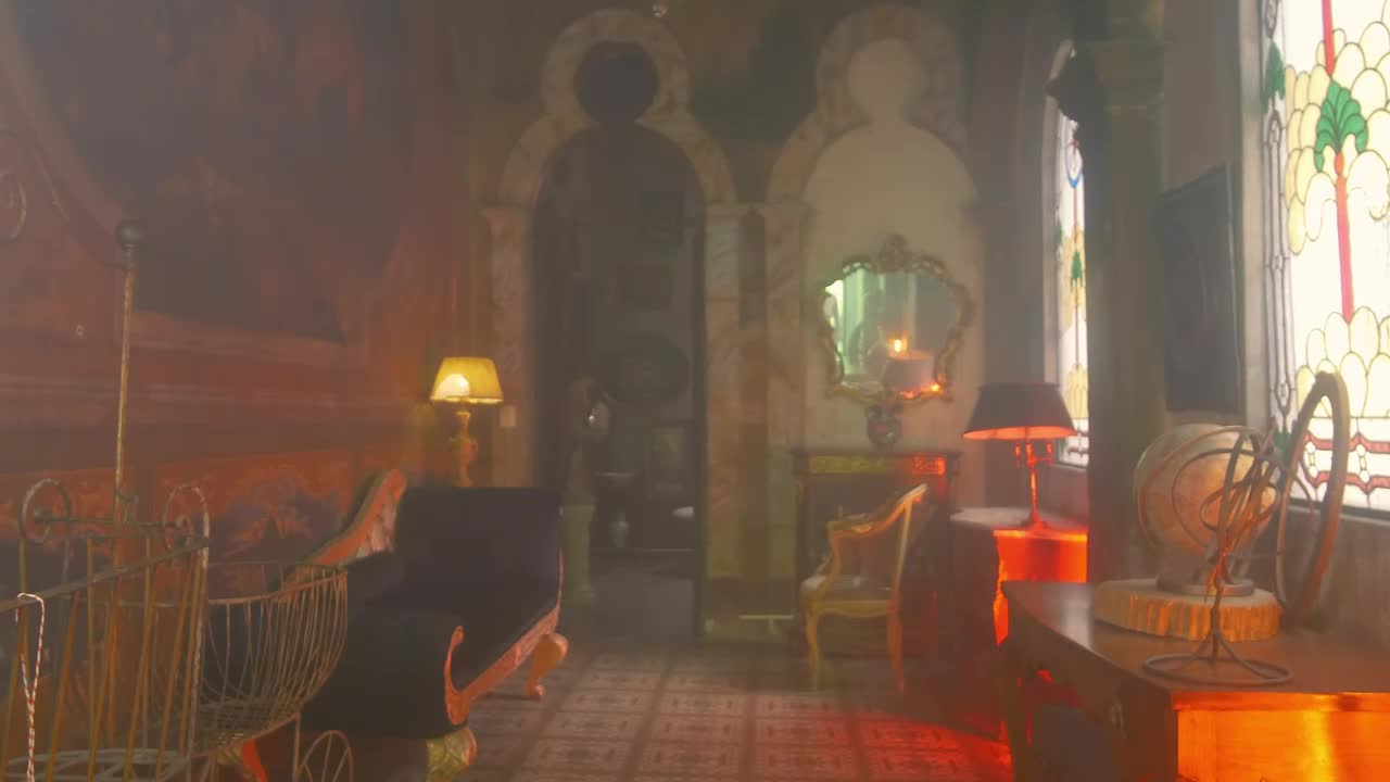 Download Stock Video A Woman Walking Through A Vintage House Corridor Live Wallpaper For PC