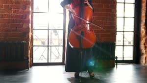 Stock Video A Woman Standing In A Room Playing The Cello Live Wallpaper For PC
