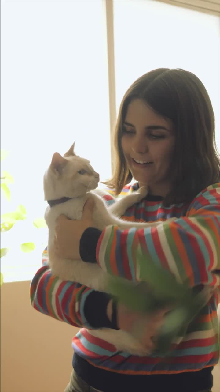 Download Stock Video A Woman Petting And Talking With Her Cat Live Wallpaper For PC