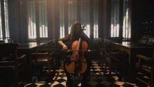 Stock Video A Musician Playing The Cello At A Restaurant Live Wallpaper For PC