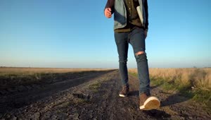 Stock Video A Man Is Walking On Rural Path Live Wallpaper For PC