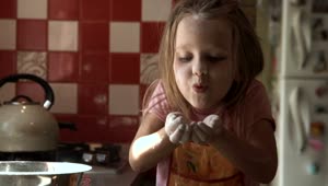Stock Video A Little Girl Blowing Flour Live Wallpaper For PC