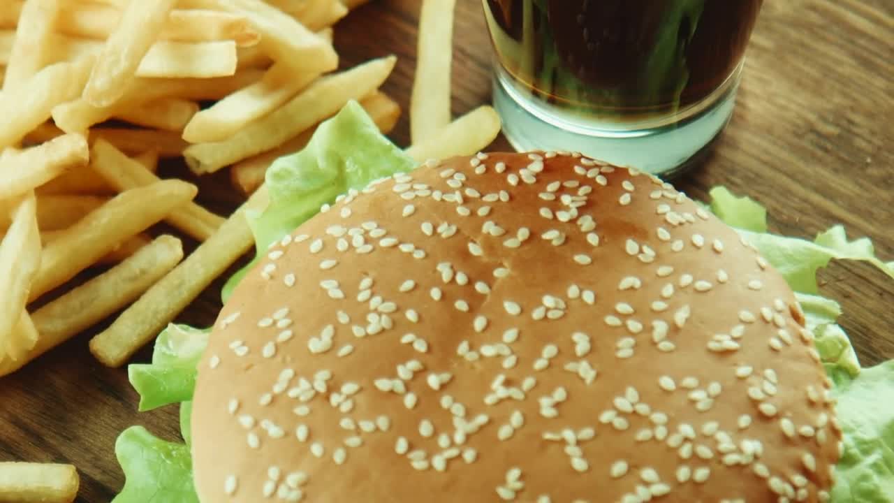 Download Stock Video A Hamburger And French Fries Close Up Live Wallpaper For PC