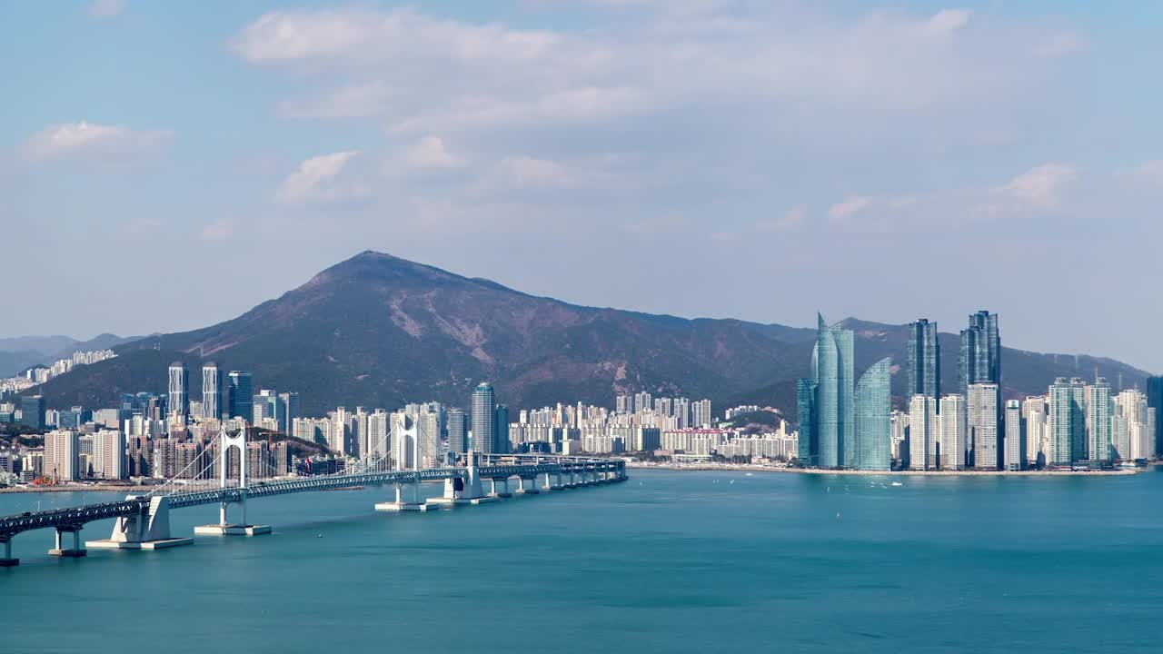 Download Stock Video Busan Bridge And City Skyline On A Sunny Day Live Wallpaper For PC