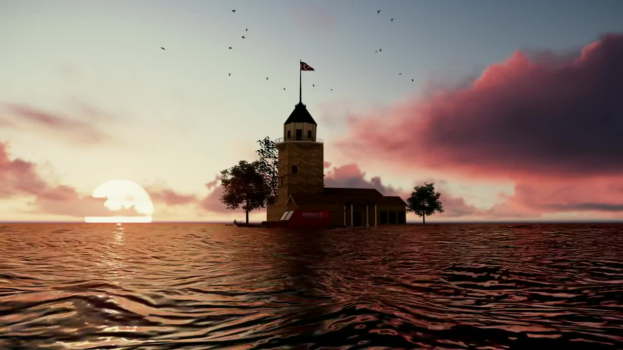 Download Stock Video Building With A Flag Of Turkey In The Sea Live Wallpaper For PC