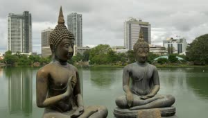 Stock Video Buddhism Statues In A Lake Live Wallpaper For PC