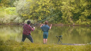 Stock Video Brothers Fishing In The Lake Live Wallpaper For PC