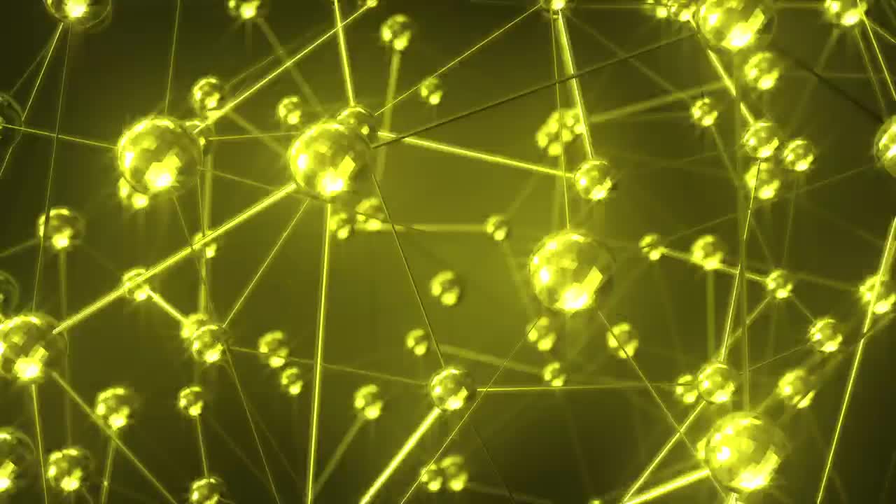 Download Stock Video Bright Yellow d Spheres Connected With Thin Lines Live Wallpaper For PC