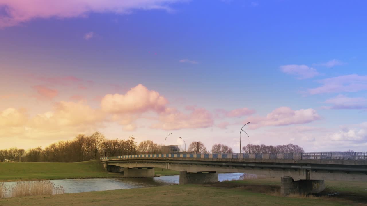 Download Stock Video Bridge With Traffic In The Countryside At Sunset Live Wallpaper For PC