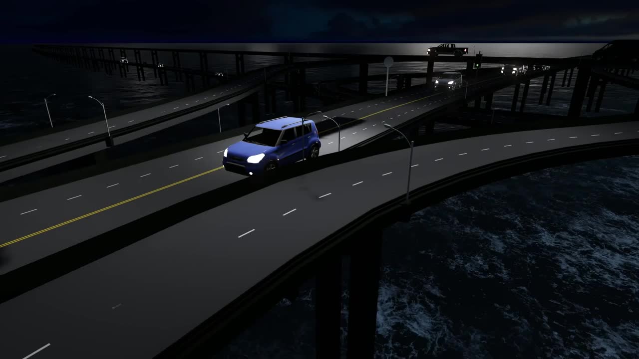 Download Stock Video Bridge Traffic At Night Above The Sea Live Wallpaper For PC