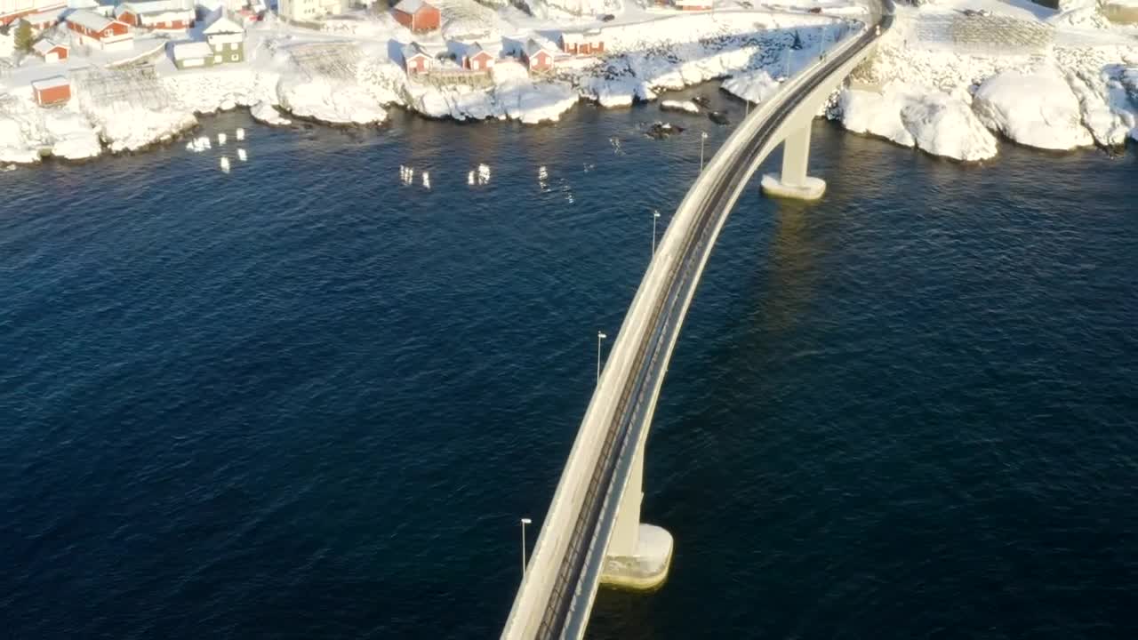Download Stock Video Bridge Crossing The Sea Into Snowy Village Live Wallpaper For PC