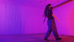 Stock Video Break Dance Dancer With Muzzle In Dim Light Live Wallpaper For PC