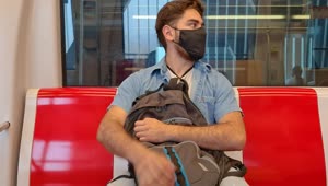 Stock Video Boy With Mask And Backpack Traveling By Subway Live Wallpaper For PC