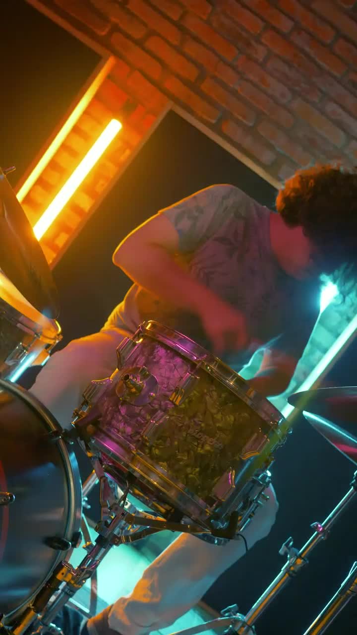 Download Stock Video Boy Skillfully Playing Drums In A Presentation Live Wallpaper For PC