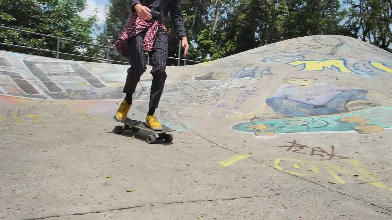Download Stock Video Boy Skating With A Skateboard In A Park With Ramps Live Wallpaper For PC