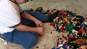 Stock Video Boy Playing With Many Lego Pieces On The Floor Live Wallpaper For PC