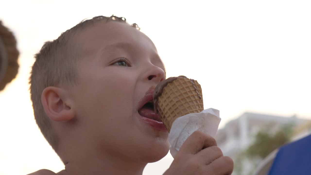 Download Stock Video Boy Enjoying A Chocolate Ice Cream Live Wallpaper For PC