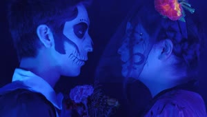 Stock Video Boy And Girl Dressed Up As Day Of The Dead Live Wallpaper For PC