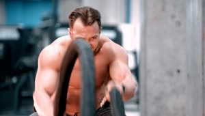Stock Video Bodybuilder Training Hard With Ropes At The Gym Live Wallpaper For PC