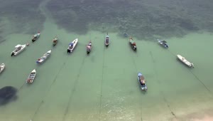 Stock Video Boats Tied Up Near A Paradisiacal Beach From Above Live Wallpaper For PC