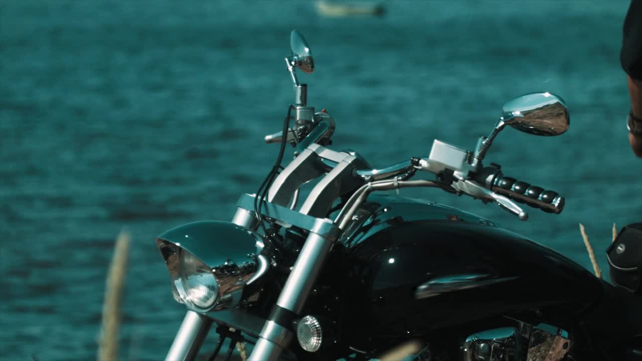 Download Stock Video Black Motorbike By A Lake Live Wallpaper For PC