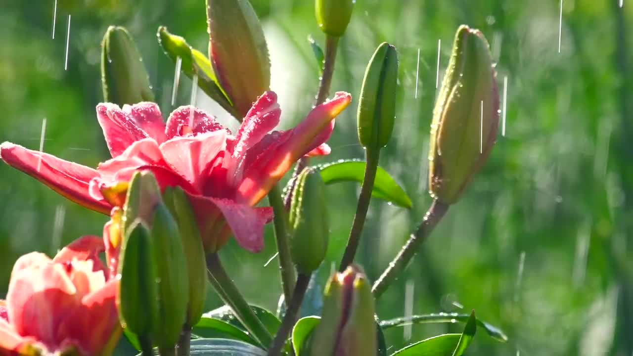 Download Stock Video Beautiful Pink Flower Under The Rain Closeup Live Wallpaper For PC