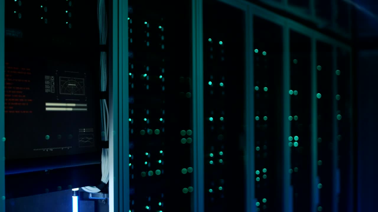Download Video Stock Close Up Shot Of Server Lights In The Night Live Wallpaper For PC